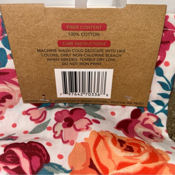 Greensource Pantry Apron W/ Pocket 100% Cotton Twill Weave Floral Cottage Trad - Picture 5 of 7